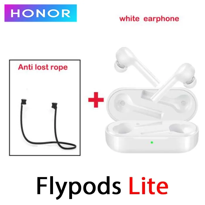 Оригинальные беспроводные наушники huawei Honor Flypods Lite, водонепроницаемые, IP54, управление нажатием, Беспроводная зарядка, Bluetooth 4,2 - Цвет: white n anti rope