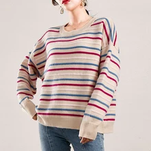 

Soft loose knitted cashmere sweater women's 2021 new winter loose 100% pure cashmere women's pullover warm knit pullover