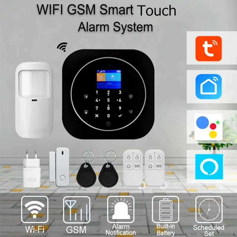US $44.09 Tuya Alarm WiFi Wireless Home Security Alarm GSM With IP Camera Monitoring Smart Life APP Amazon Alexa Google Home Voice Control