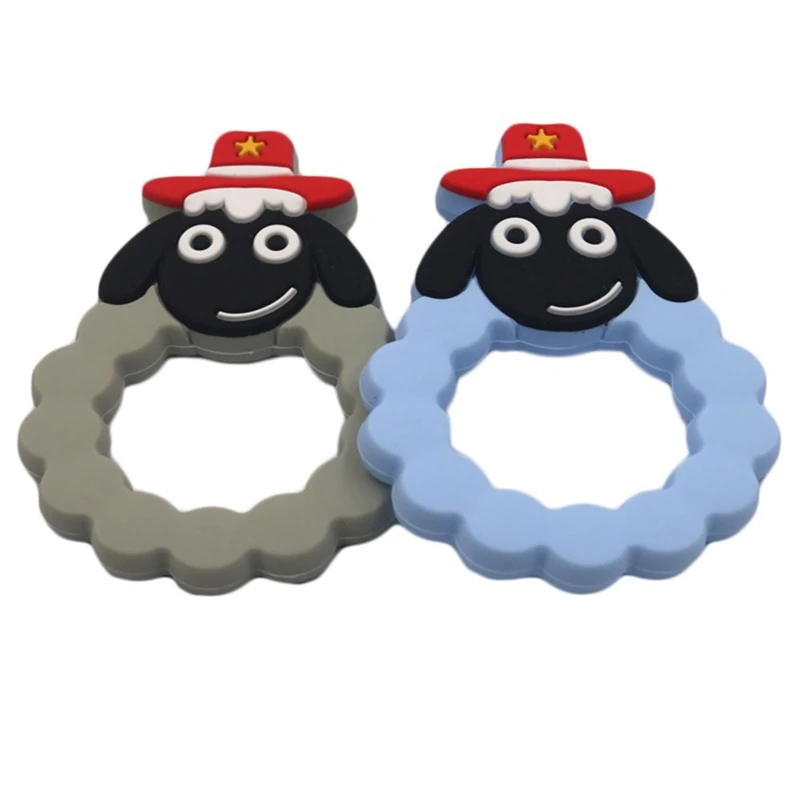 Силиконовое мультяшное зубное кольцо с овцой DIY овца Детские Жевательные подвески для кормления Прорезыватель кольцо для соски игрушки для зубов животных