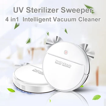

4 in 1 3200pa Auto Smart Sweeping Dry Wet Mop UV Sterilizer Strong Suction Sweeper USB Rechargeable Smart Vacuum Cleaners Robot