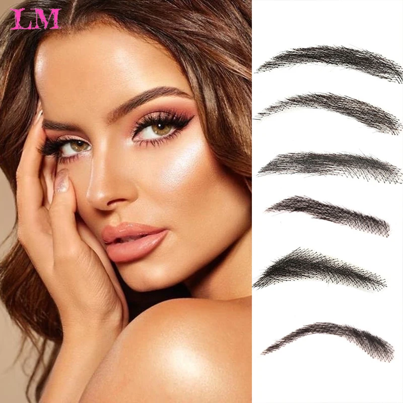 

LM 100% Human Hair Beard Eyebrow Fake Beard Eyebrow Beard Cosplay Swiss Invisible Fake Eyebrow for Wig Decorative Eyebrow