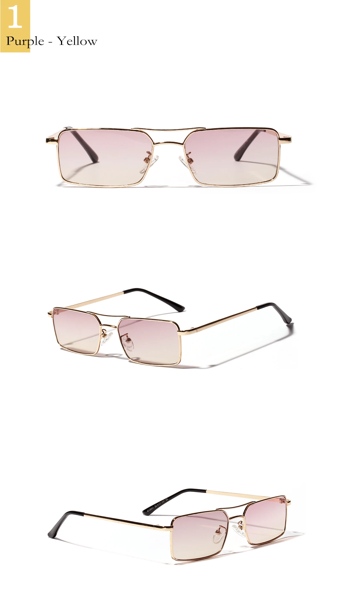 New sunglasses double beam small Metal frame square sunglasses