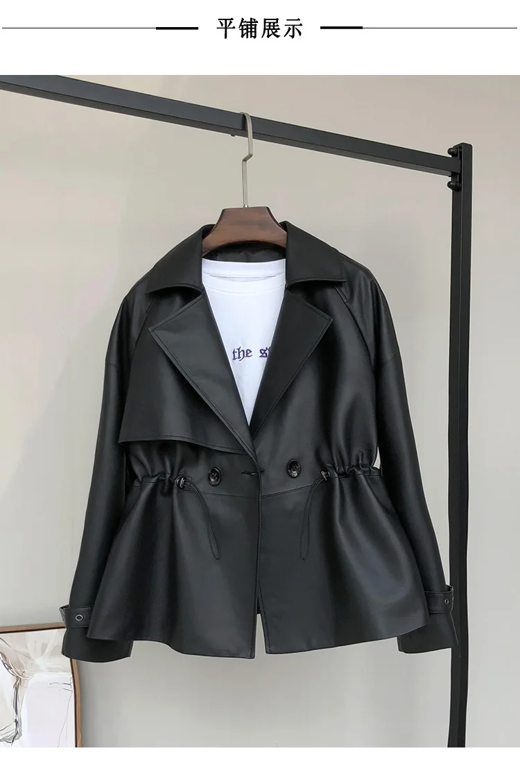 Nerazzurri-casaco curto de couro falso para mulheres,