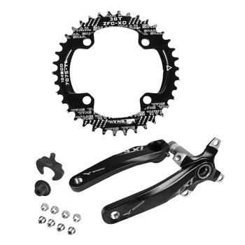 

Bike Single Speed Chainring Crankset 104mm Crankarms Chainwheel Black/Red 32T 34T 36T 38T