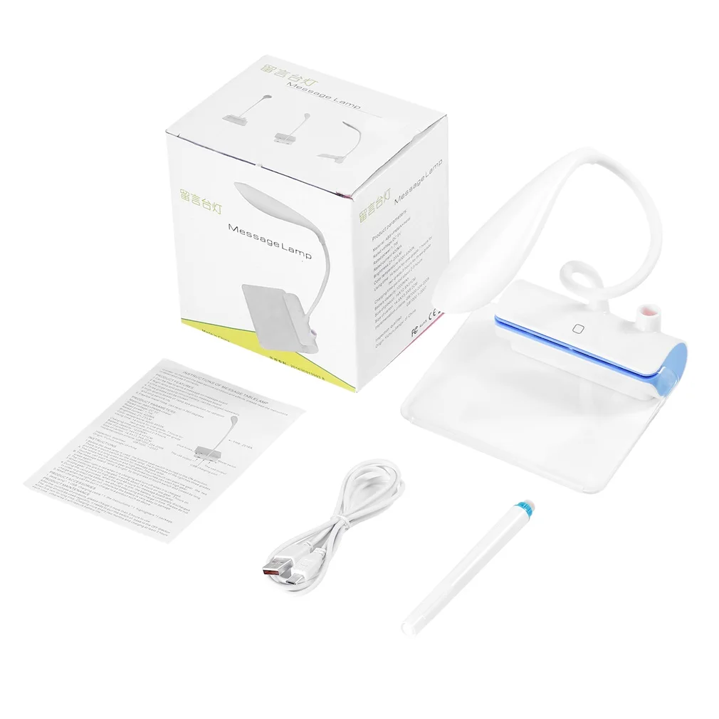 Portable 3-in-1 USB Rechargeable Message Board LED Desk Lamp Night Light Touch Table Lamp Flexible Arbitrary Bending Read