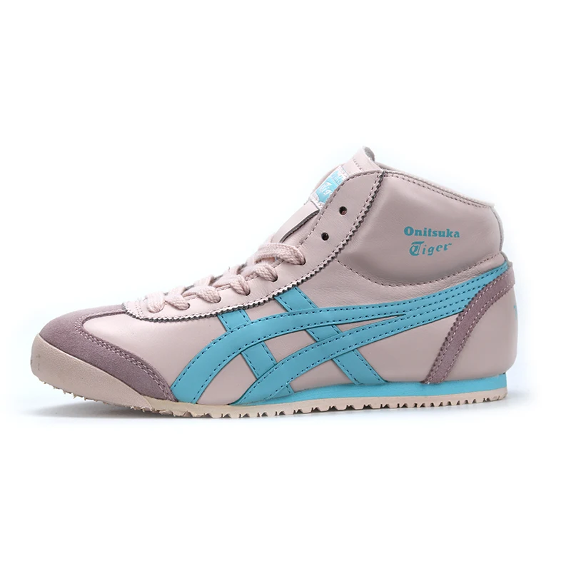 Оригинальные кроссовки Onitsuka Tiger; Женская Удобная Обувь для скейтборда; Мужская модная обувь с высоким берцем на шнуровке; Прочные спортивные ботинки унисекс наивысшего качества - Цвет: Pink and blue