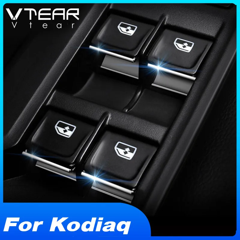 Vtear для Skoda Kodiaq, кнопка подъема двери, окна, переключатель, блестки, накладки для интерьера, АБС-пластик, автомобильный Стайлинг, накладка, аксессуары, авто