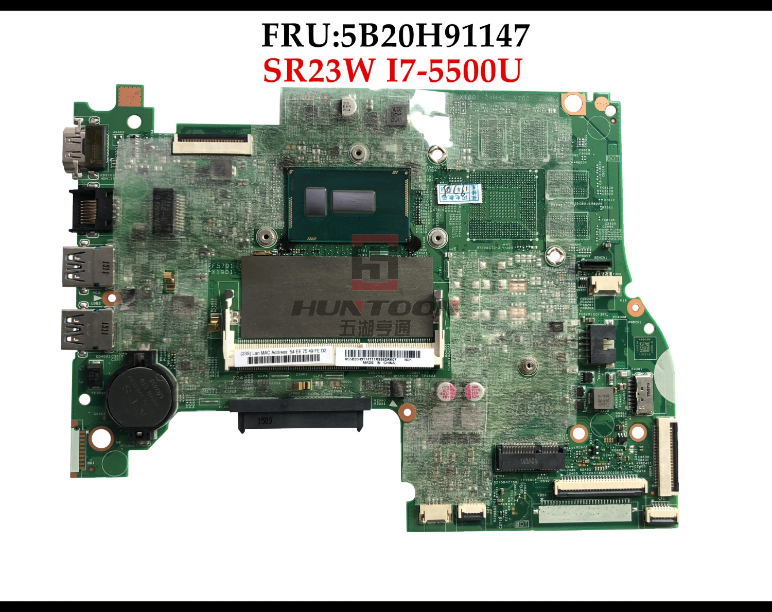 High quality FRU 5B20H91147 for Lenovo Flex3-1470 Laptop Motherboard SR23W I7-5500U CPU DDR3 RAM Fully Tested