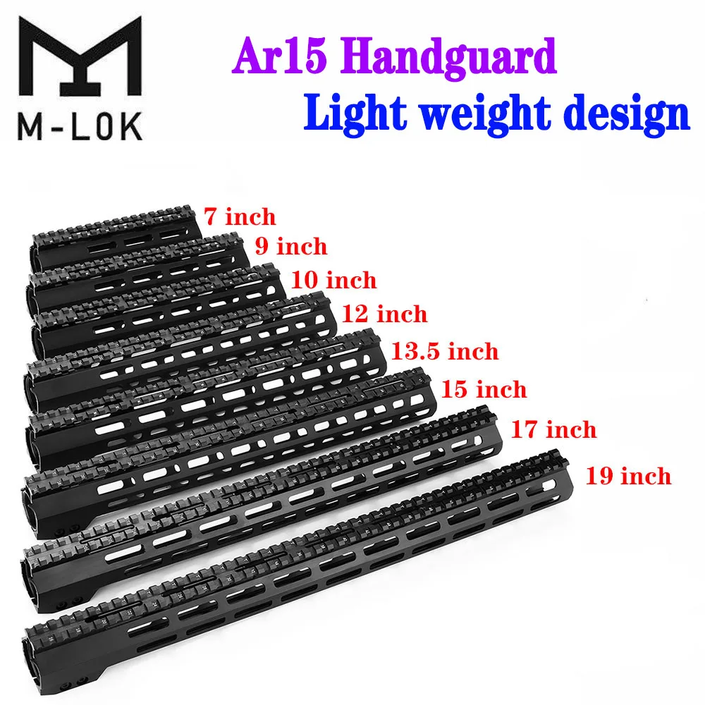 Magorui Ar-15 M4 M-lok Mlok 7/9/10/12/13.5/15/17/19/22 Polegada Fino ...