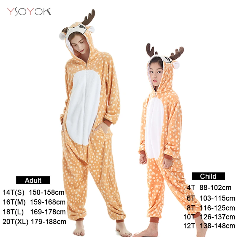 Deer Новые пижамы кигуруми с единорогом для мальчиков и девочек, женские пижамы с изображением животных, Ститч, панда, детский комбинезон, одежда для сна, одеяло, Комбинезоны - Цвет: Deer