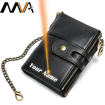 

MVA Free Engraved Mens Wallets Designer Man Leather Wallet Genuine Fashion Men's Purse Short Card Holder portemonnee heren 8599
