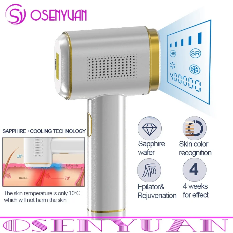 Sapphire Laser Epilator Hair Removal Device The World's First Automatic Skin Detection Professional Pulsed Light Photoepilator