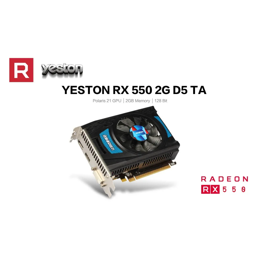 Yeston Radeon RX 550 GPU 2GB GDDR5 128bit Gaming Desktop computer PC Video Graphics Cards support DVI-D/HDMI2.0B PCI-E 3.0