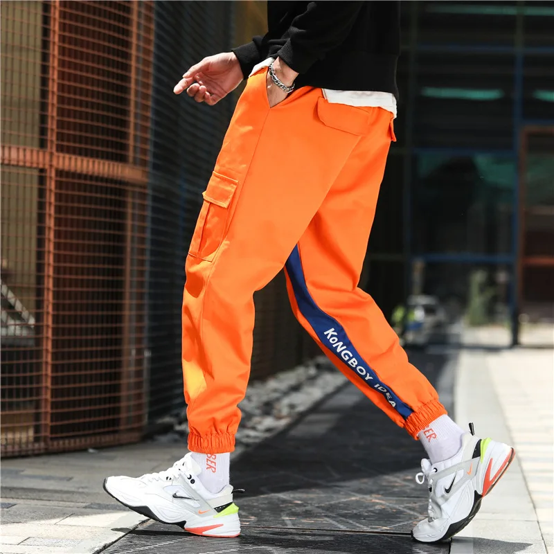 

Spring And Autumn New Style Japanese-style Handsome Workwear Casual Trousers Students Versatile English Printed Two-color Joint