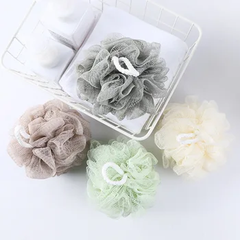 

2517 Plain Color Hangable Large Size Foaming Loofah Soft Mesh Sponge Bath Flower Bath Ball Rub Back Bath Ball
