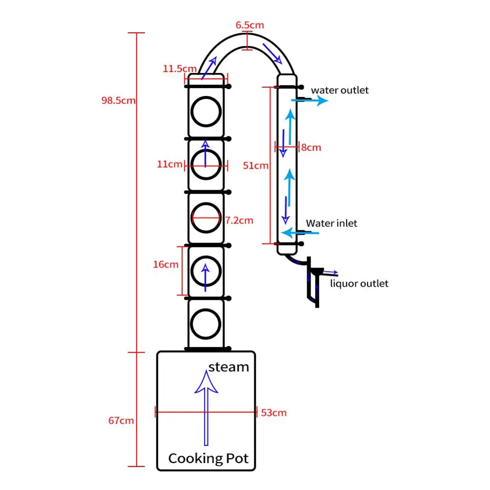 100л лунный свет Красный медный спирт сделать вино домашнее ПИВОВАРЕНИЕ бренди Водка Виски спирт дистиллятор красная медная колонна дистилляции
