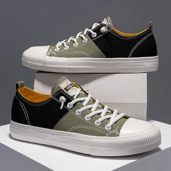 

New Hand-Made Breathable Casual Shoes Stylish Men Korean-Style Canvas Sneakers All-match Set Foot Low-Top Lazy Youth Loafer Shoe