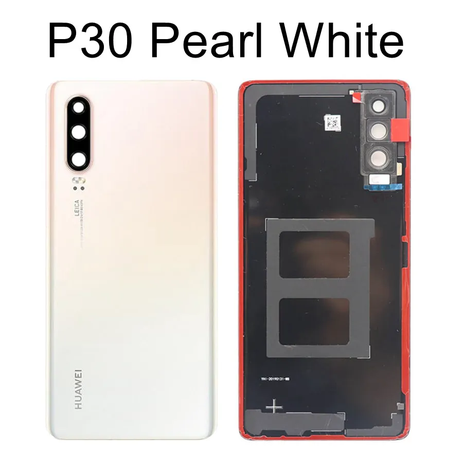 Для huawei P30 Pro Задняя крышка батареи Задняя стеклянная дверь Корпус чехол VOG L04 для huawei P30 крышка батареи+ объектив камеры ELE L09 L29 - Цвет: P30 Pearl White