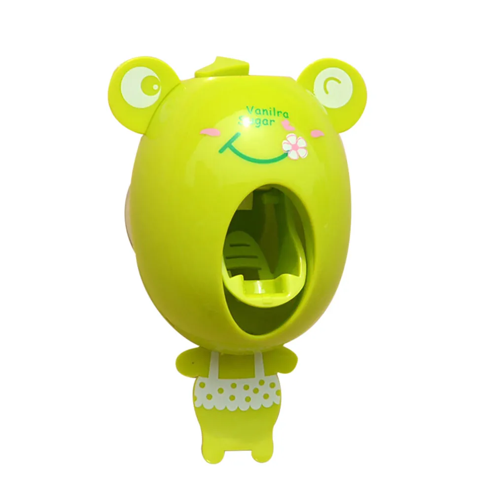 Green Cartoon Automatic Toothpaste Dispenser Dust-proof Toothbrush Holder Wall Mount Stand Bathroom Accessories Set Toothpaste Squeeze - Цвет: Green