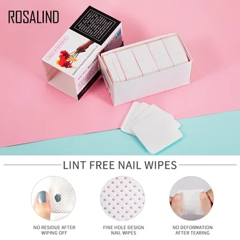 

ROSALIND Lint-Free Nail Wipes Napkins Nail Art Nail Remover Wipes For Gel Polish Remove Pure Cotton Nails Pads Paper 250Pcs/Lot