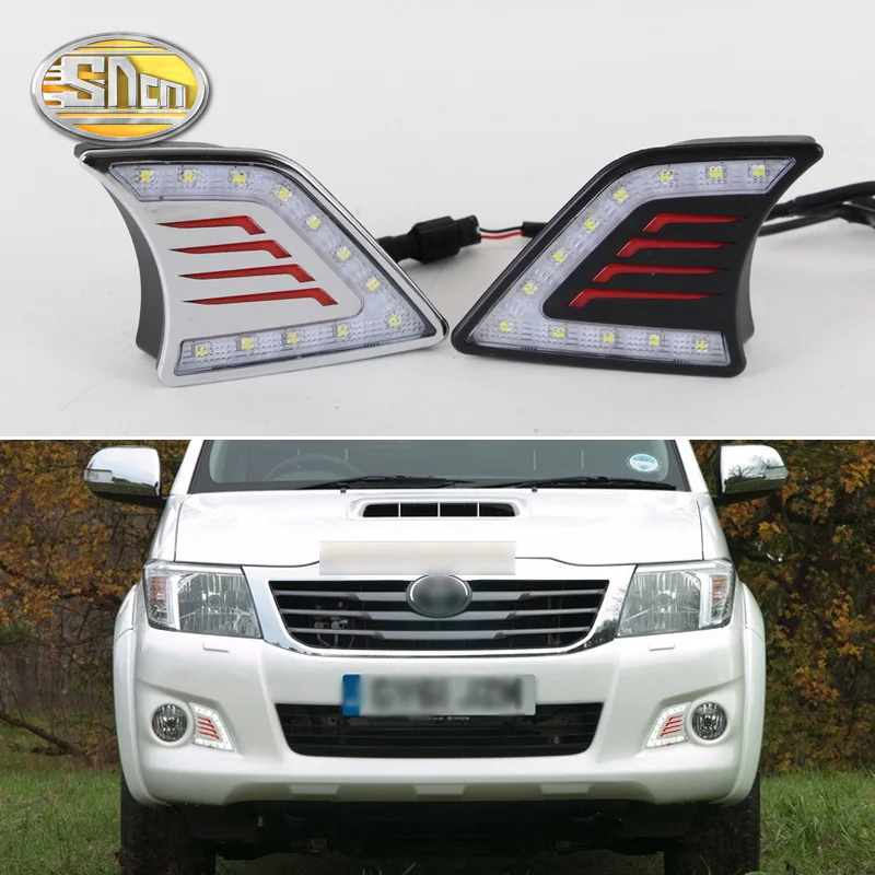 Для Toyota Hilux 2012 2013, светодиодный головной светильник для бровей дневные ходовые огни светильник LED DRL с желтым сигналом поворота светильник
