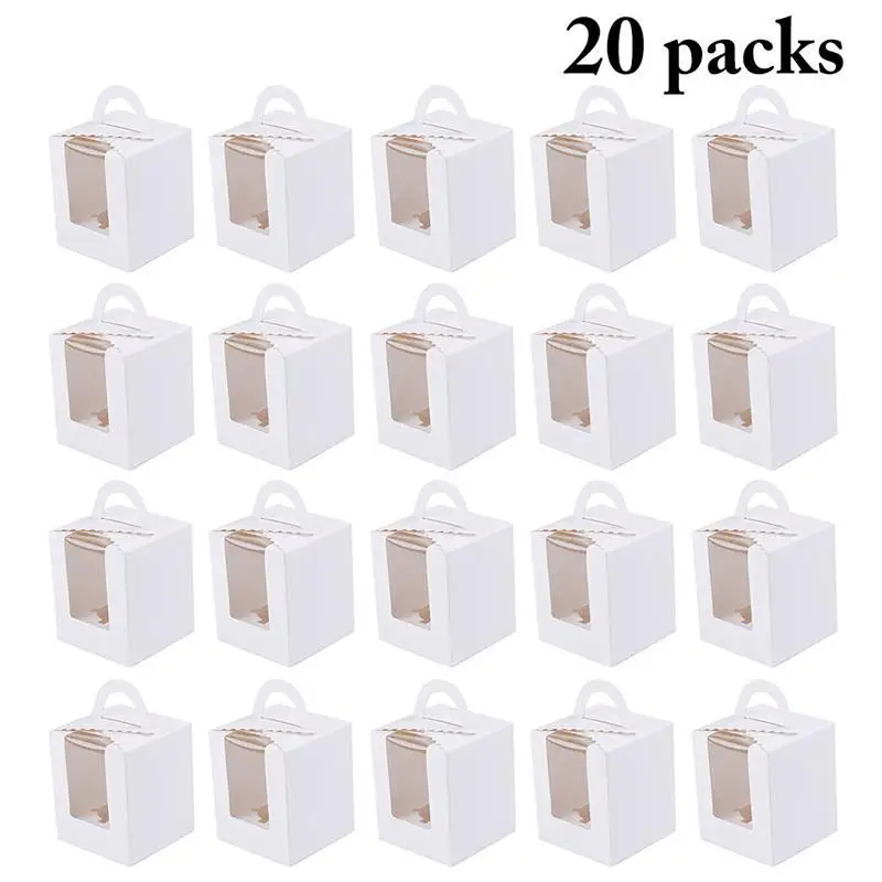 20pcs Коробка для печенья, конфет, одиночная коробка для кексов, переносная розовая коробка для кексов, мусс, бутылка для пудинга, упаковка, чашка, детский подарок - Цвет: 20pcs