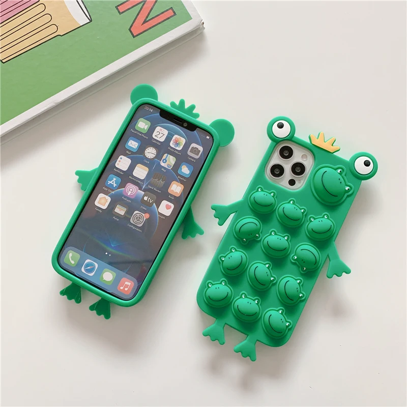 Agrotera Soft Silicone Case Cover for iPhone 7 8 Plus X XS XR 11 Pro Max SE 2020 12 3D Cute Cartoon The Frog Prince Mouse Ears