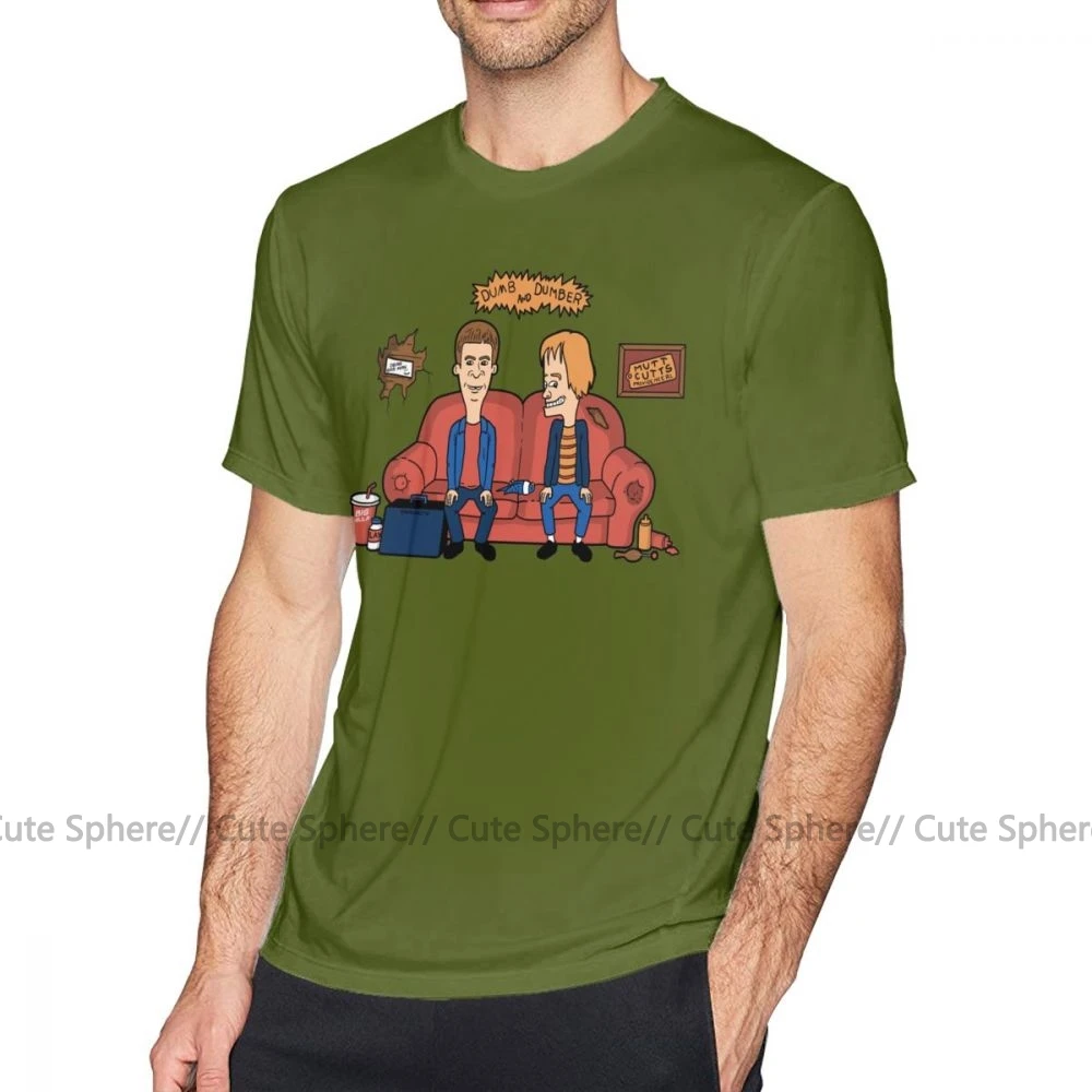 Beavis And Butthead футболка Гарри и Ллойд Футболка Мужская хлопковая футболка 6xl потрясающая пляжная графическая футболка с коротким рукавом - Цвет: Army Green