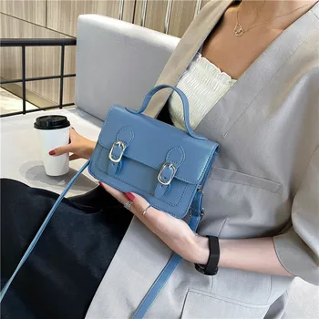 

Women's Bag 2020 New fashion small square bag single-shoulder cross-body bag women's matching color bag women leather handbags