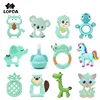 LOFCA 1pcs Baby Teether Silicone Beads BPA Free Food Grade Silicone Animal Shape Pendant Baby Pacifier Chain Teething Toy 1