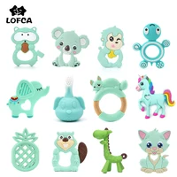 LOFCA 1pcs Baby Teether Silicone Beads BPA Free Food Grade Silicone Animal Shape Pendant Baby Pacifier Chain Teething Toy 1