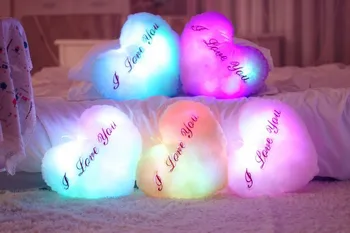

Cute Love Heart Light Pillow Comfort Sleeping Pillow Back Cushion LED Lighting Toys Plush Pillows Children Birthday Gift Doll