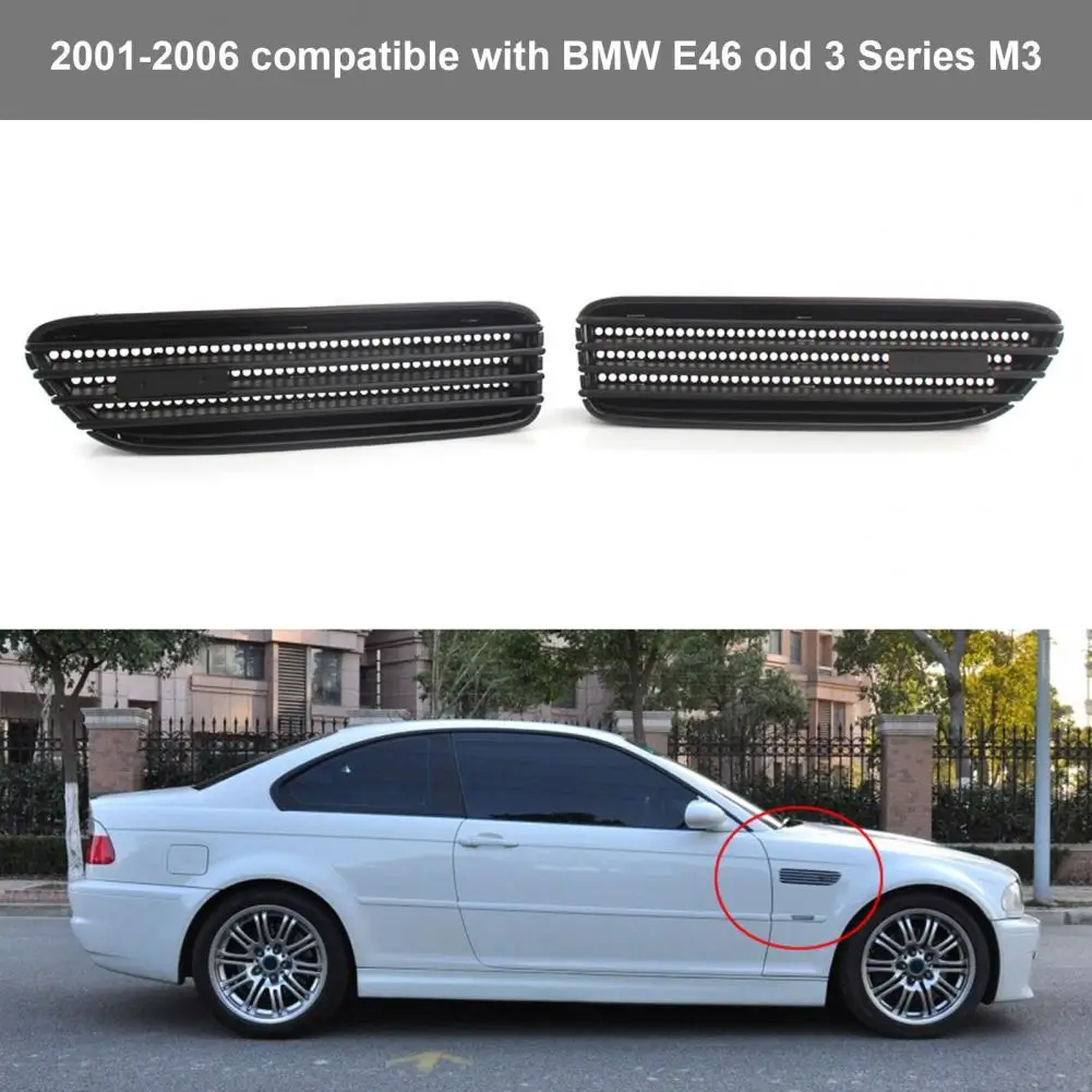 2Pcs Useful Side Fender Air Flow Vent Grill Anti-corrosion Anti-scratch Black BMW 3 Series M3 E46 2001-2006 car exterior accessories car grill mesh