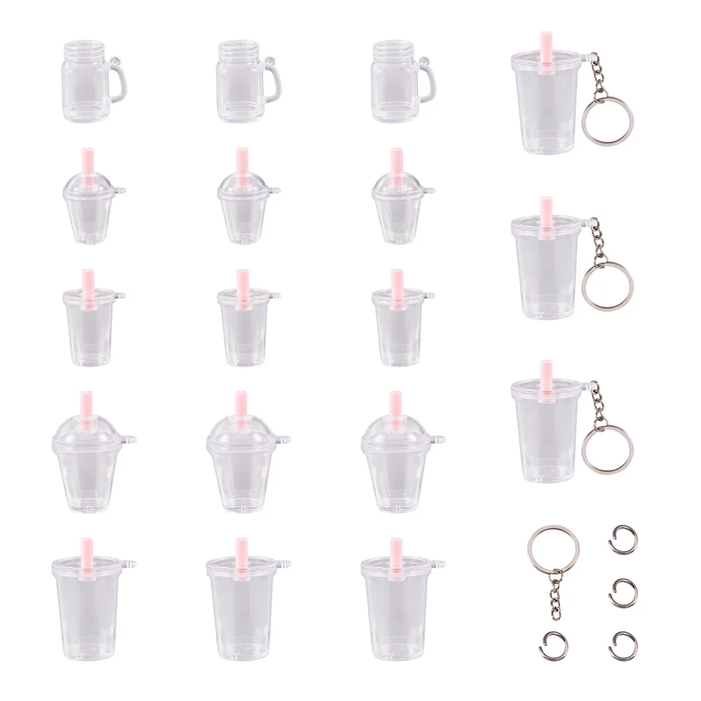 60Pcs/Set Mini Empty Quicksand Frappuccino Cup Charm Simulation Cake Ice Cream Beer Cups Pendant For Keychain DIY Jewelry Making