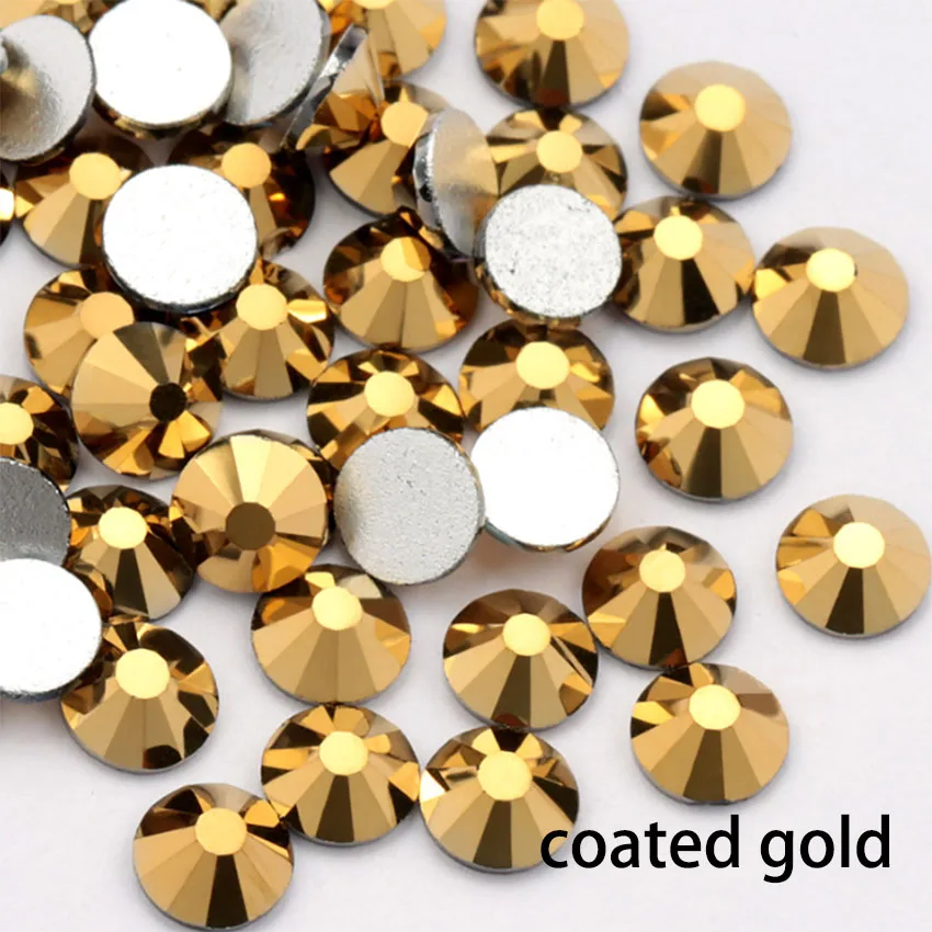 coated gold 3,2 мм Стразы для дизайна ногтей с плоской задней поверхностью из 3D стекла AB для ногтей ювелирные украшения для ногтей блестки для украшения кристально чистые розовые золотые серебряные драгоценные камни - Color: coated gold