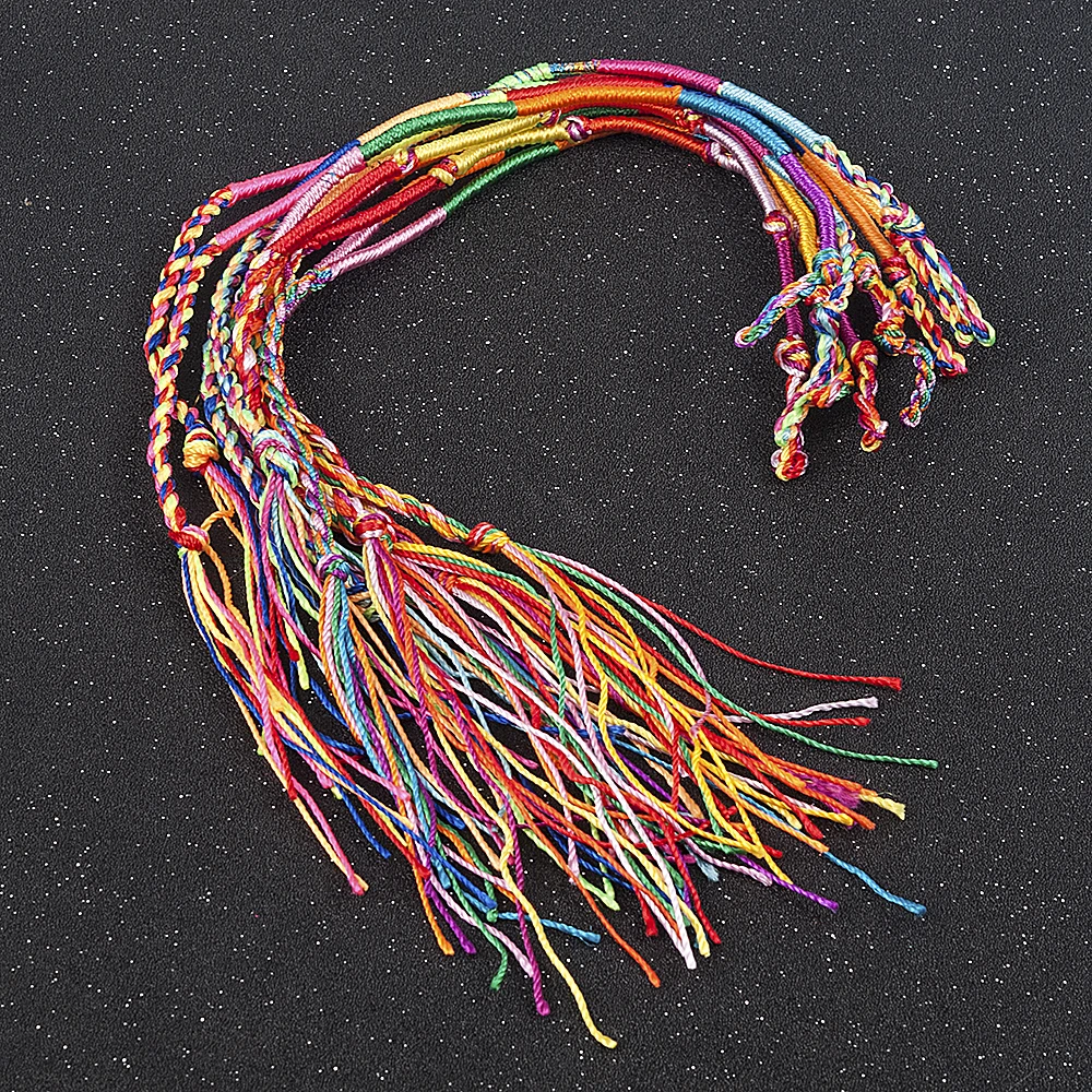 10Pcs/Sets Colorful Rainbow Color Mix Braid Bracelets women girls Jewelry Gift DIY Charm Handmade Rope Bangles Random Color bracelet jewelry