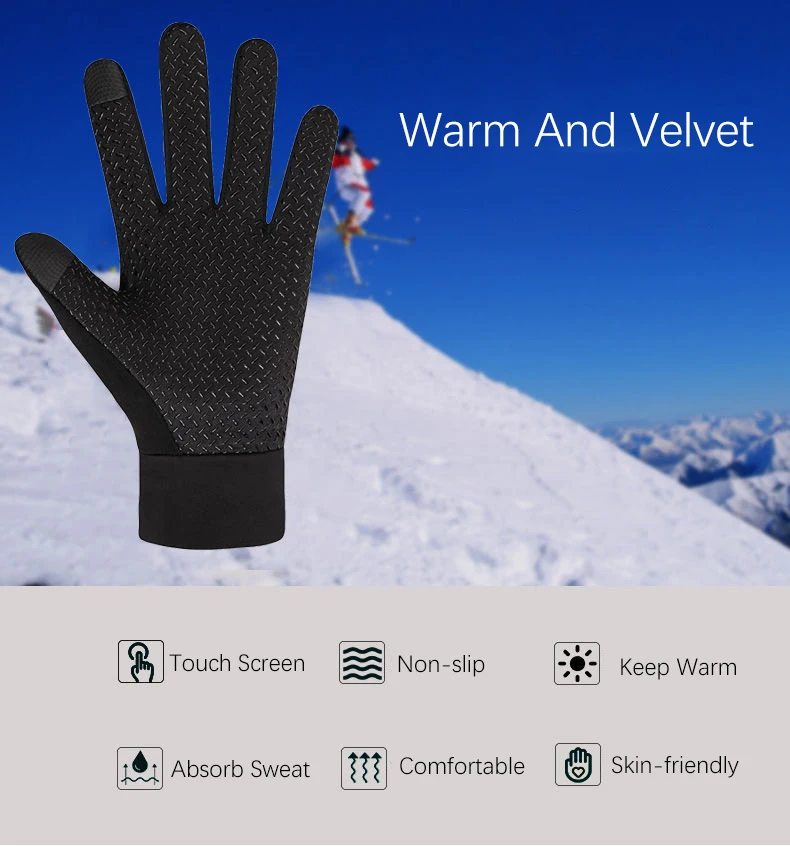 Winter Men's Gloves Touchscreen Non-Slip Outdoor Skin-Friendly Cycling Waterproof Camping Sports Soft Warm Male Run Gloves