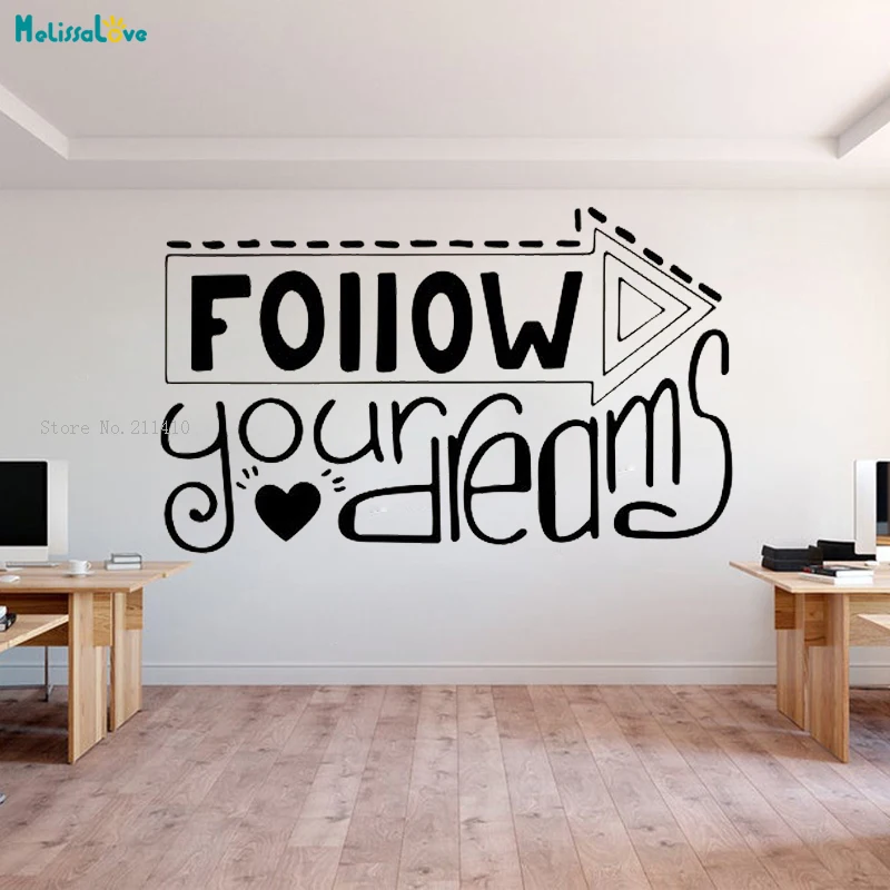 Наклейка на стену Follow Your Dream YT2752 Виниловая наклейка с мотивацией для украшения