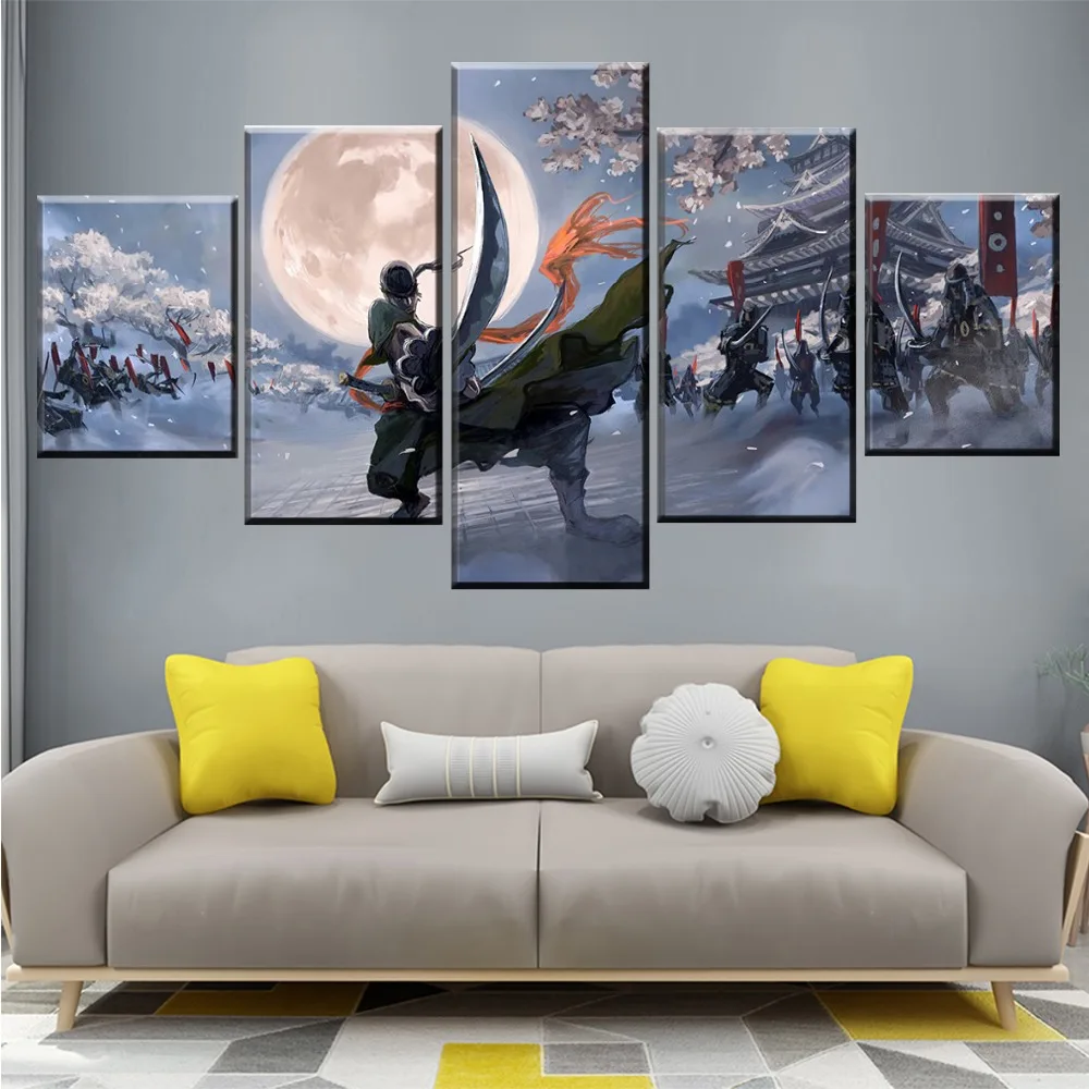 Canvas-Poster-Painting-5-Pieces-Wall-Art-Animation-One-Piece-Roronoa-Zoro-Prints-Pictures-Home-Decoration