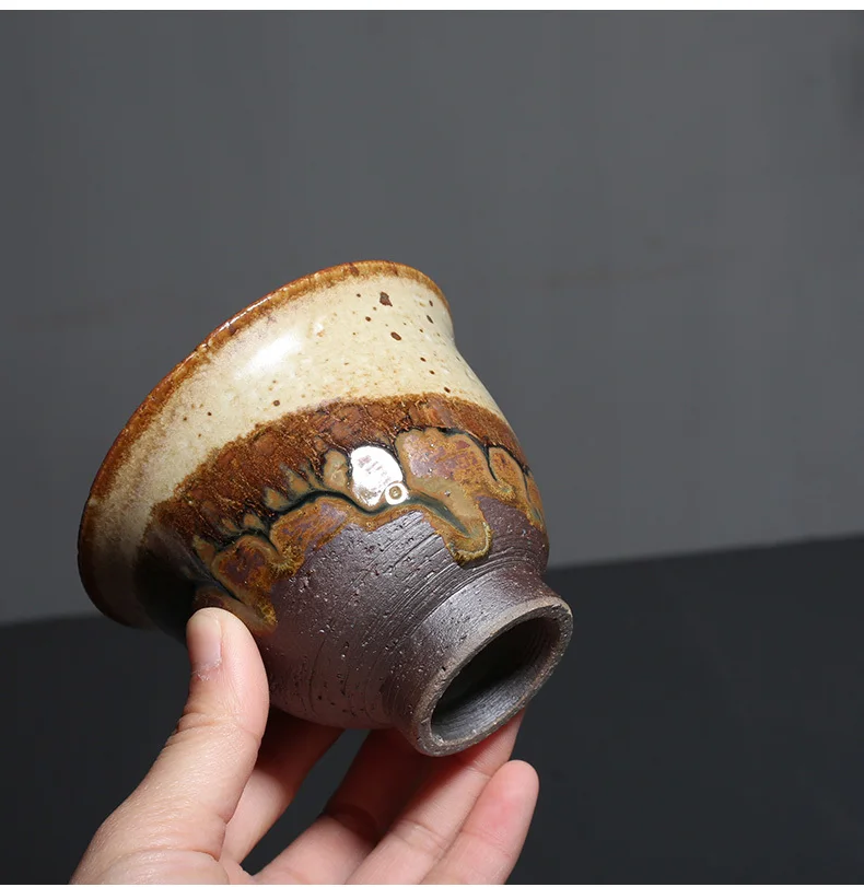 PINNY Ретро грубая гончарная печь Gaiwan в японском стиле кунг-фу чайная чаша Керамика ручной работы пиалы для чая Чайная церемония украшения