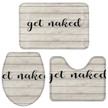 

Get Naket Vintage Wooden Board Texture Bath Set Toilet Cover Mat Pedestal Rug Non-Slip Bathroom Rug Set