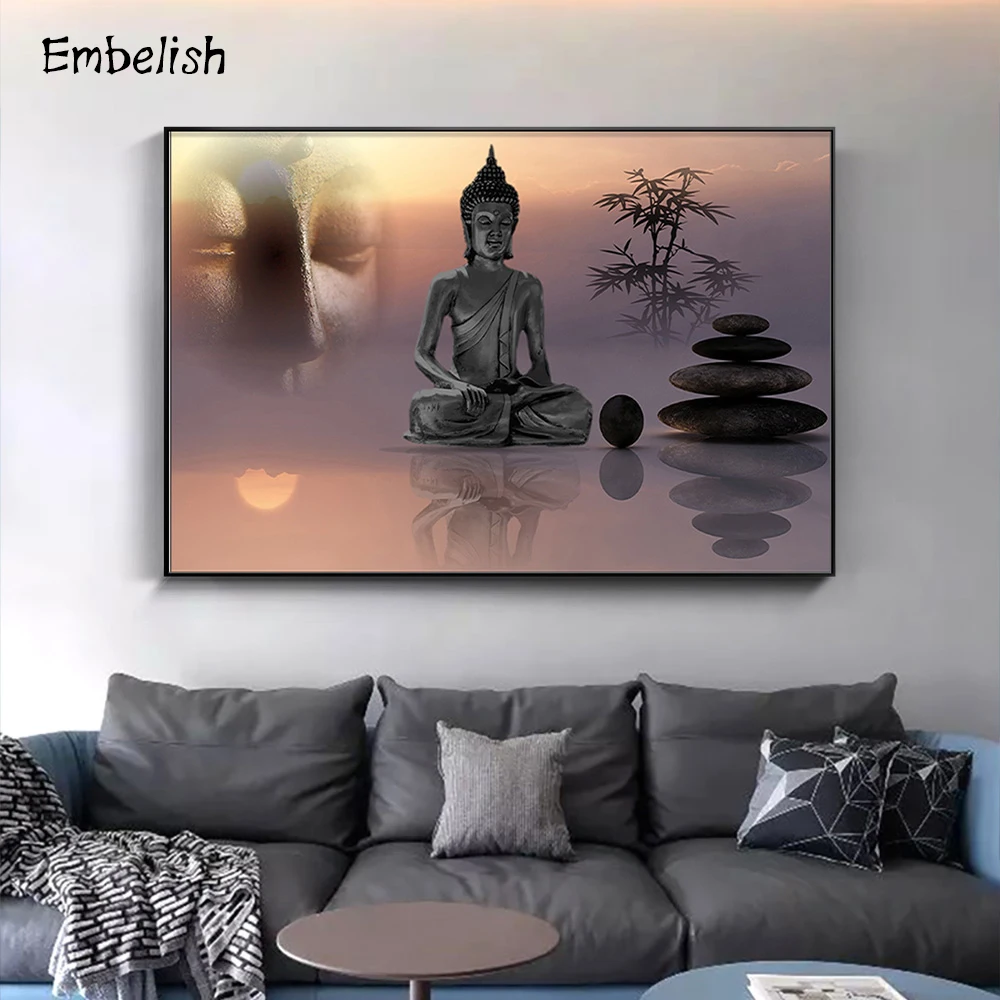 Embelish 1 Pieces New Design Zen Buddha Stones Large Wall Posters For Living Room Modern Home Decor HD Canvas Paintings Pictures | Дом и сад