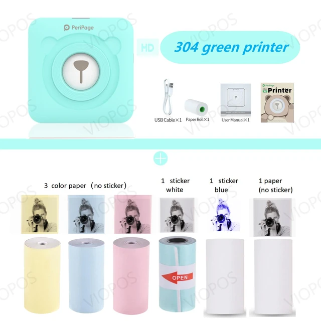 Peripage Mini Pocket Printer A6 304dpi Bluetooth Thermal Photo Printer  Green Color For Mobile Phone Android Ios Gift - Printers - AliExpress