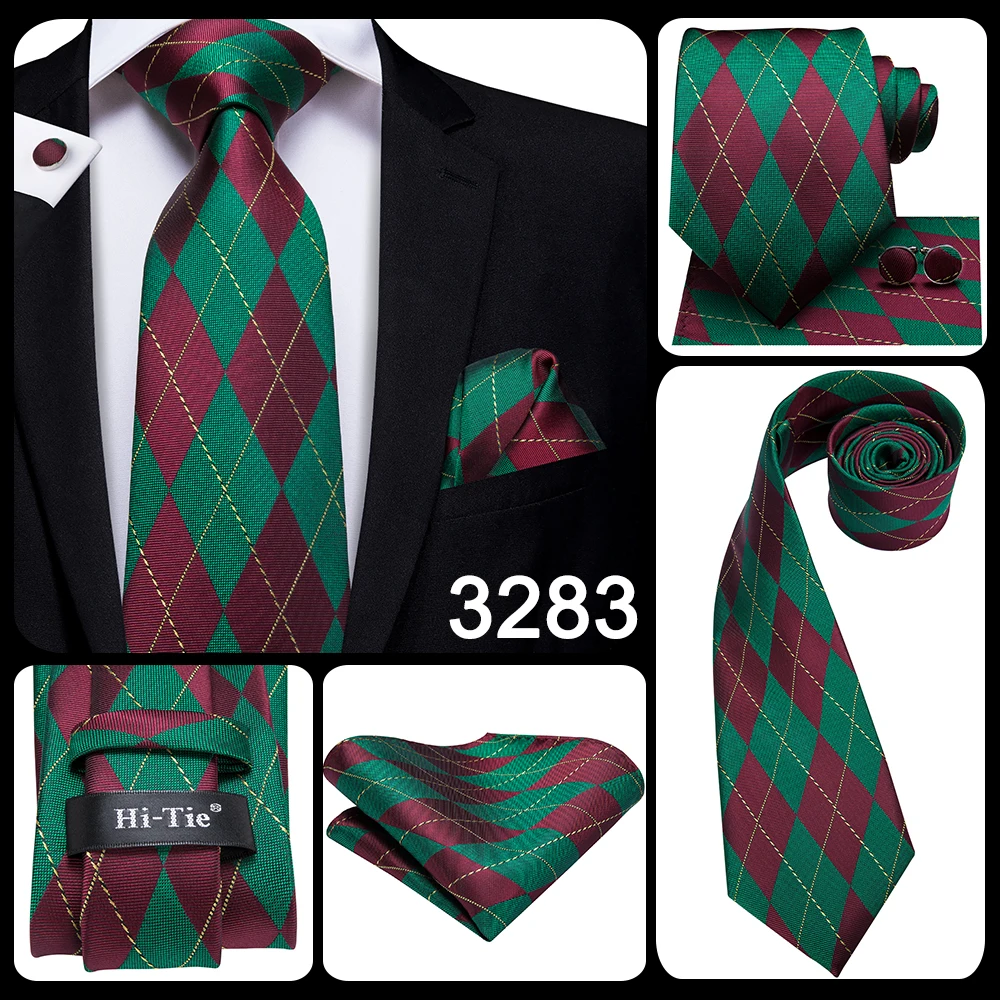 Hi-Tie Teal Green Solid Paisley Silk Wedding Tie For Men Fashion Design Quality Hanky Cufflink Men Gift Necktie Set Dropshipping