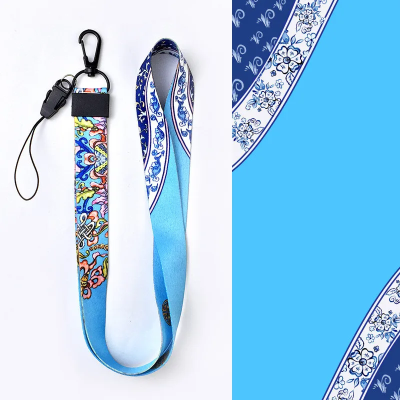 Китайский стиль, телефонная цепь, лента, термотрансферный ремешок для ключей, универсальный длинный и короткий шейный ремешок для ID карты, USB блюдо