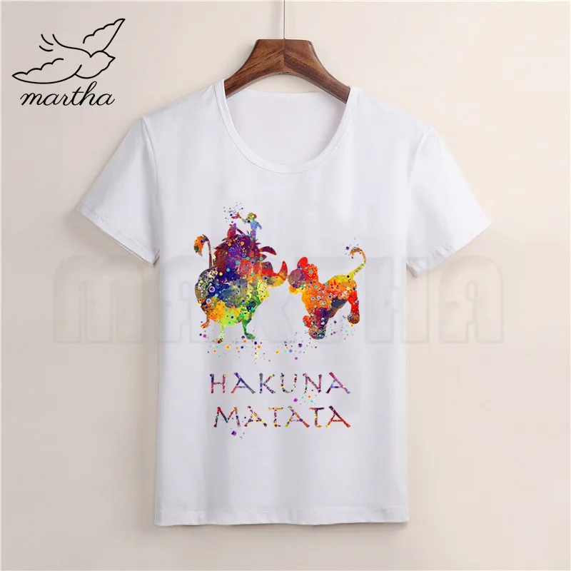 WhiteB Hakuna Matata/белая футболка летние повседневные футболки с короткими рукавами для мальчиков детские модные топы, летняя футболка для девочек - Цвет: WhiteB