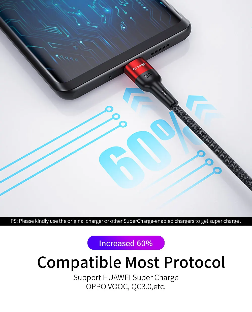 Essager 5A usb type C кабель для huawei mate 20 P30 P20 Pro Lite Xiaomi Redmi Note 7 USBC type-C шнур Быстрая зарядка USB-C