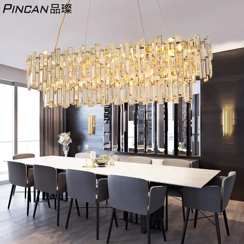 Crystal Dining Room Lamp Modern Chandelier Rectangular Creative Personality Dining Room Lamp Gold Light Luxury New Home Lighting Pendant Lights Aliexpress