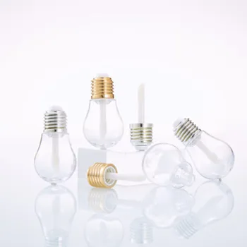 

5 Pieces Cute Light Bulb Shape Empty Lip Gloss Tube Mini Refillable Lip Balm Bottles Sample Vials With Rubber Inserts